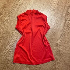 VINTAGE 1960s CHERRY RED SLEEVELESS MOCKNECK TOP